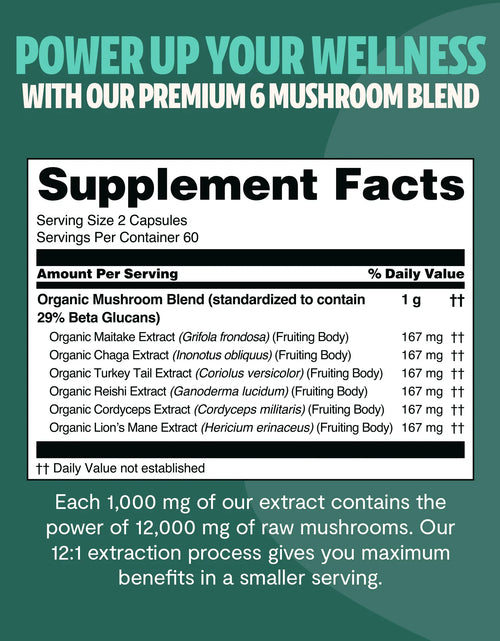 Load image into Gallery viewer, Organic Mushroom Complex Supplement Capsules
