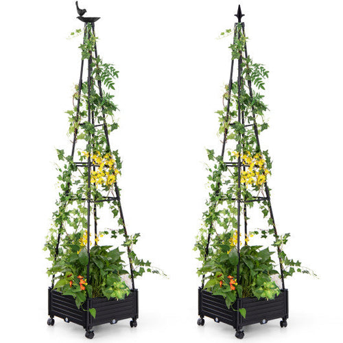 Load image into Gallery viewer, Garden Obelisk Trellis with Self-Drainage System for Climbing Plants-Black
