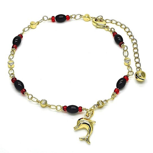 Load image into Gallery viewer, RMZ Gold NYC 14K Gold Plated Dolphin Anklet Bracelet – 10" for Women &amp; Teens
