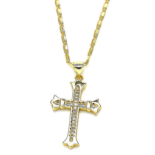 Load image into Gallery viewer, RMZ GOLD NYC Gold Plated Micro Pave Cross Charm Necklace – 20-Inch Chain, Polished Golden Tone
