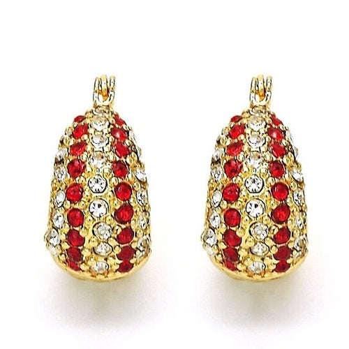 Load image into Gallery viewer, RMZ GOLD NYC 18k Gold High Polish Finish 5 Line Ruby Crystal Earring
