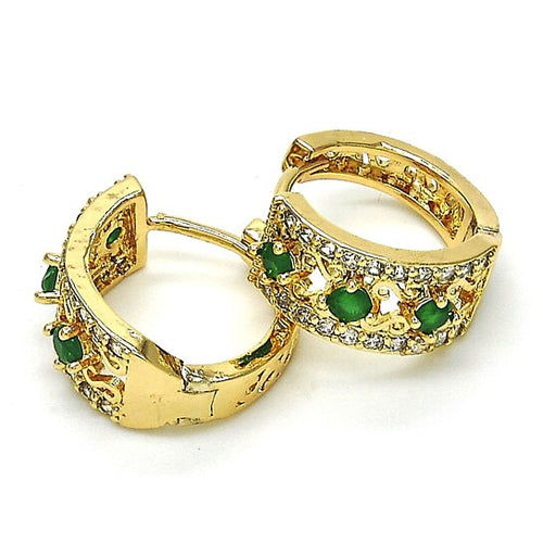 Load image into Gallery viewer, RMZ GOLD NYC 14k Gold Lab Created Emerald Hoop Earring Earrings
