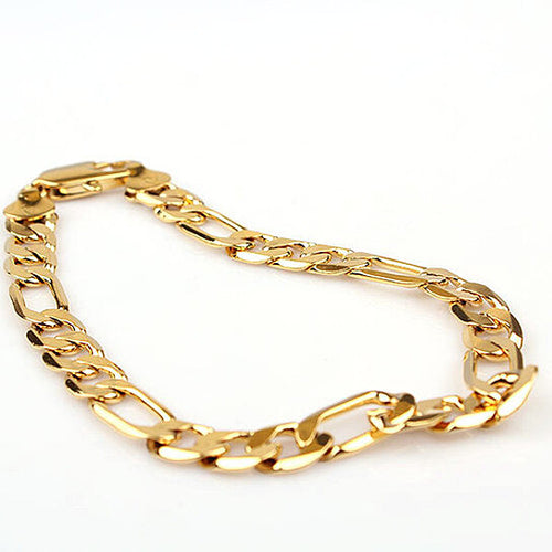 Load image into Gallery viewer, RMZ GOLD NYC Unisex 24K Yellow Gold 8mm Figaro Chain Bracelet 8"
