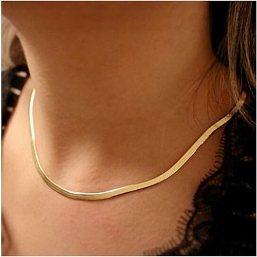 Load image into Gallery viewer, RMZ GOLD NYC 14k Gold Herringbone Necklace 20" Snake Chain, Elegant Gift for Mom or Mother's Day
