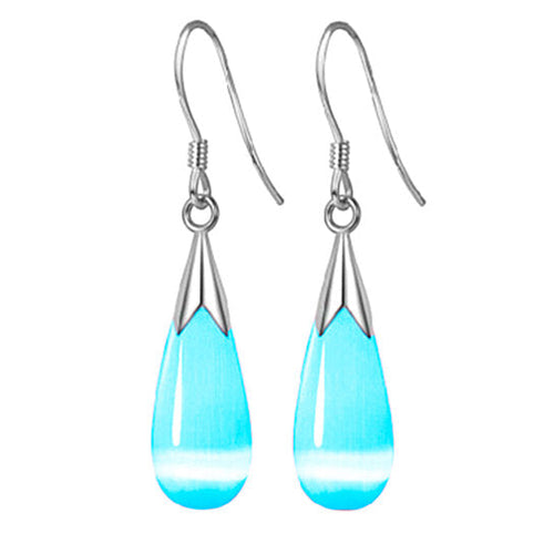 Load image into Gallery viewer, Water Droplets Moonlight Stone Opal Hanging earrings
