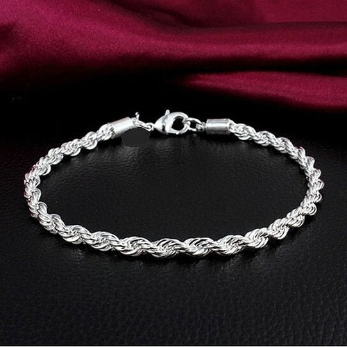Load image into Gallery viewer, RMZ GOLD NYC 14K White Gold Plated Rope Bracelet – Timeless Elegance in a Classic Twist
