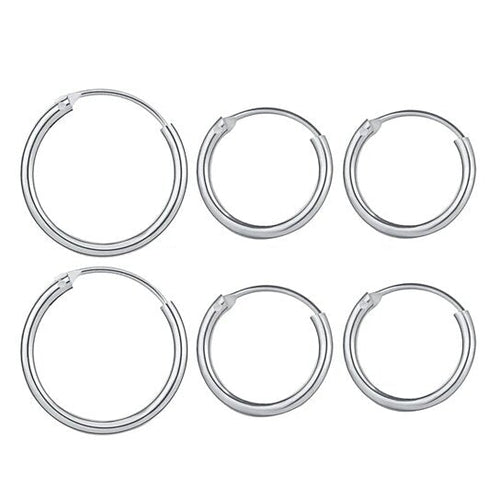 Load image into Gallery viewer, RMZ GOLD NYC Italian White Gold Endless Hoop Earrings (3 Pairs)

