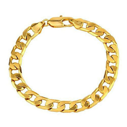 Load image into Gallery viewer, RMZ Gold NYC 14K Gold Plated Cuban Link Bracelet – 8" for Men &amp; Women
