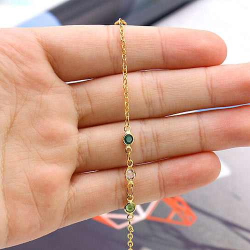 Load image into Gallery viewer, RMZ GOLD NYC 18K GOLD Dainty Multi Color CRYSTAL ANKLE BRACELET
