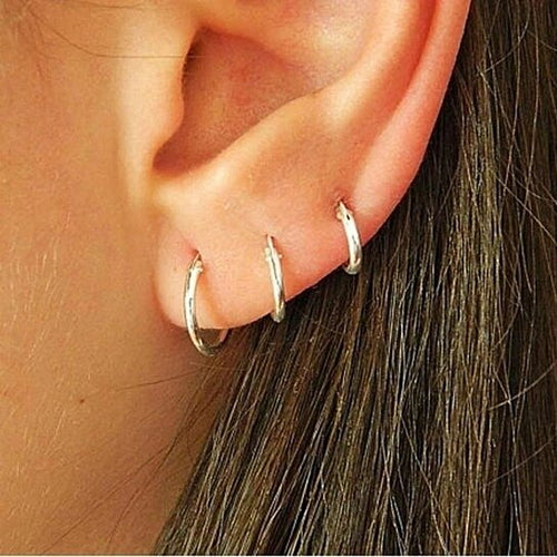 Load image into Gallery viewer, RMZ GOLD NYC Italian White Gold Endless Hoop Earrings (3 Pairs)
