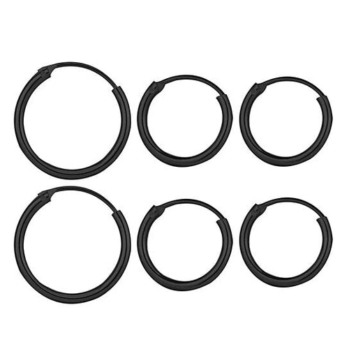 Load image into Gallery viewer, RMZ GOLD NYC Italian Black Endless Hoop Earrings (3 Pairs)

