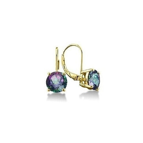 Load image into Gallery viewer, Gold 0.75 Carat CZ Gold Mystic Topaz Leverback Earrings sterling Silver
