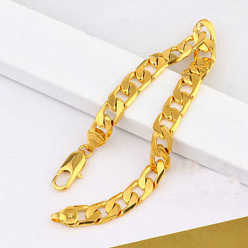 Load image into Gallery viewer, RMZ Gold NYC 14K Gold Plated Cuban Link Bracelet – 8" for Men &amp; Women
