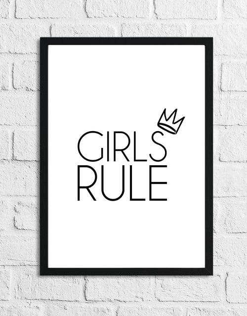 Load image into Gallery viewer, Girls Rule Crown Children's Bedroom Room Wall Decor Print by WinsterCreations™ Official Store
