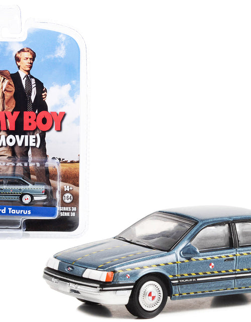 Load image into Gallery viewer, 1986 Ford Taurus Blue Metallic "Zalinsky Auto Parts" Crash Test Vehicle "Tommy Boy" (1995) Movie "Hollywood Series" Release 38 1/64 Diecast Model Car by Greenlight
