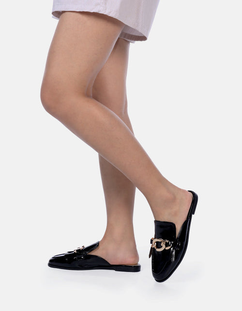 Load image into Gallery viewer, gladioli metal buckled fringe detail mules by London Rag
