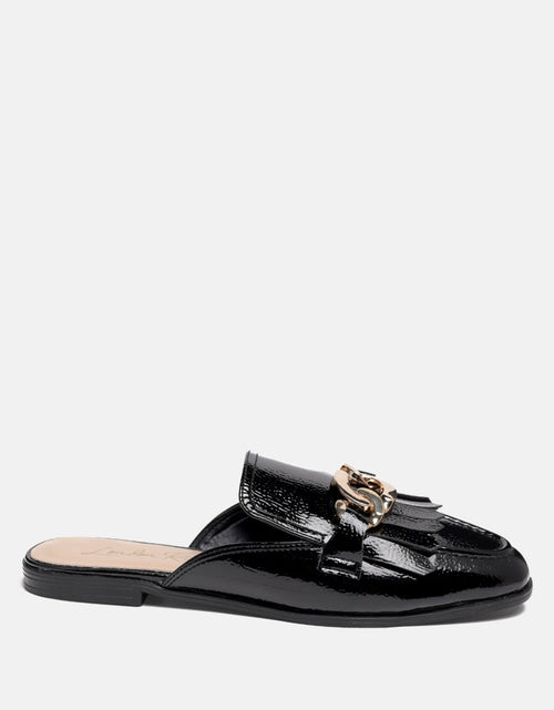Load image into Gallery viewer, gladioli metal buckled fringe detail mules by London Rag
