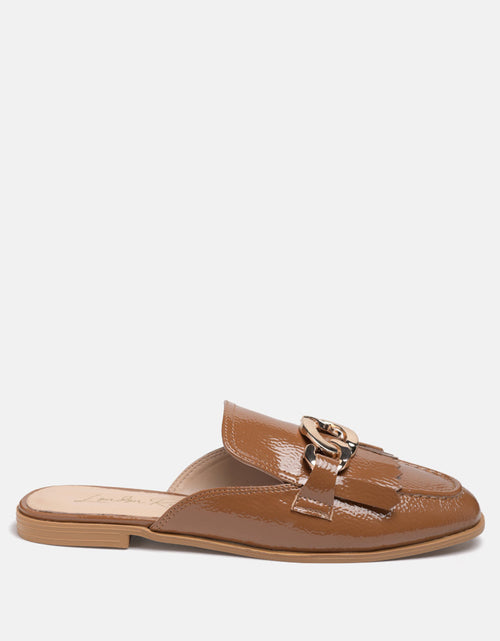 Load image into Gallery viewer, gladioli metal buckled fringe detail mules by London Rag
