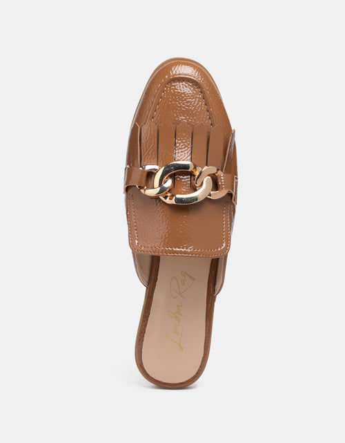 Load image into Gallery viewer, gladioli metal buckled fringe detail mules by London Rag
