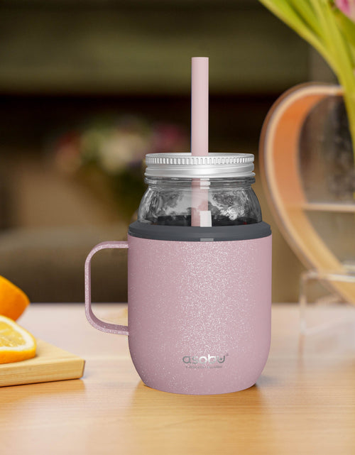 Load image into Gallery viewer, Glitter Pink Light Moonshine Mason Jar by ASOBU®
