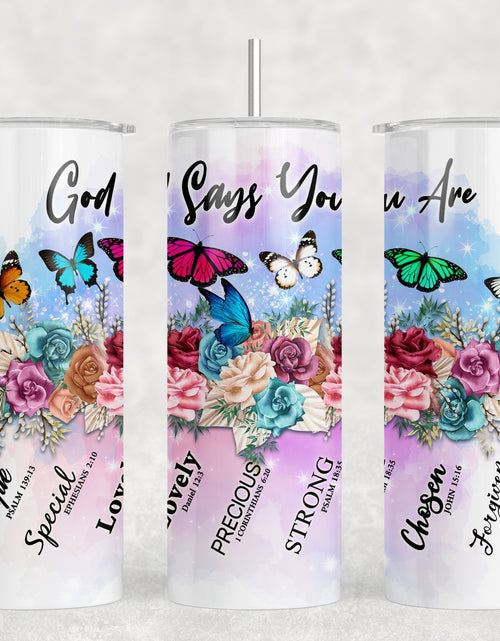 Load image into Gallery viewer, God Says You Are|Skinny Tumbler|Optional Bluetooth Speaker| Speaker Color Varies by Rowdy Ridge Co
