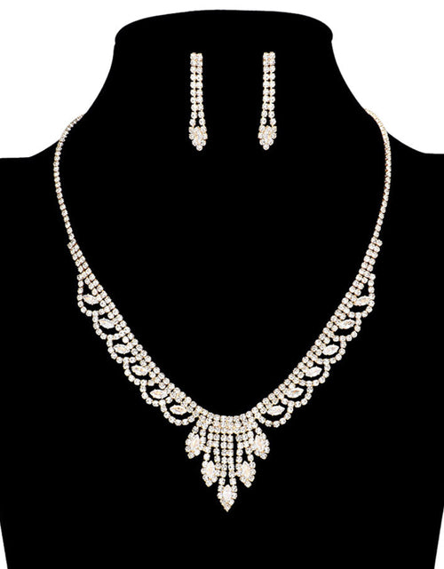 Load image into Gallery viewer, CZ Marquise Stone Accented Necklace Earring Set by Madeline Love

