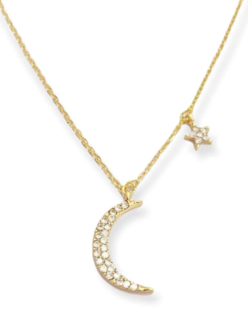 Load image into Gallery viewer, Gold Moon and Star Necklace for Women by Hollywood Sensation®
