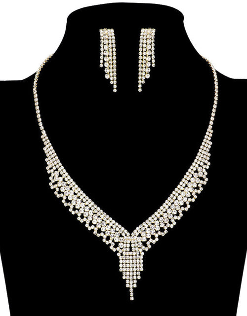 Load image into Gallery viewer, Sparkling Rhinestone Pave Necklace Earring Set by Madeline Love
