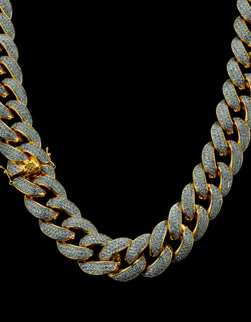 Load image into Gallery viewer, 18mm Diamond 3 Row Miami Cuban Link Chain in Yellow Gold by Custom Gold Grillz
