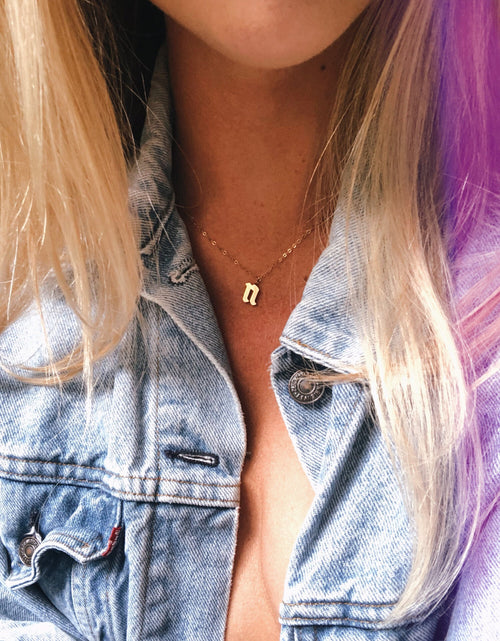 Load image into Gallery viewer, Personalized Goth Babe Custom Letter Initial Necklace by Toasted Jewelry
