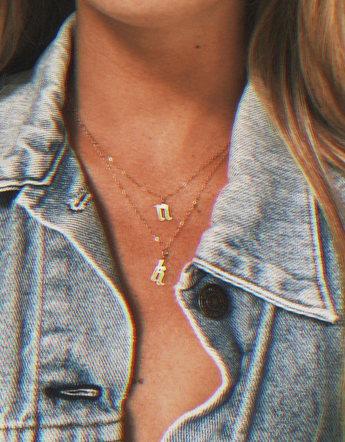 Load image into Gallery viewer, Personalized Goth Babe Custom Letter Initial Necklace by Toasted Jewelry
