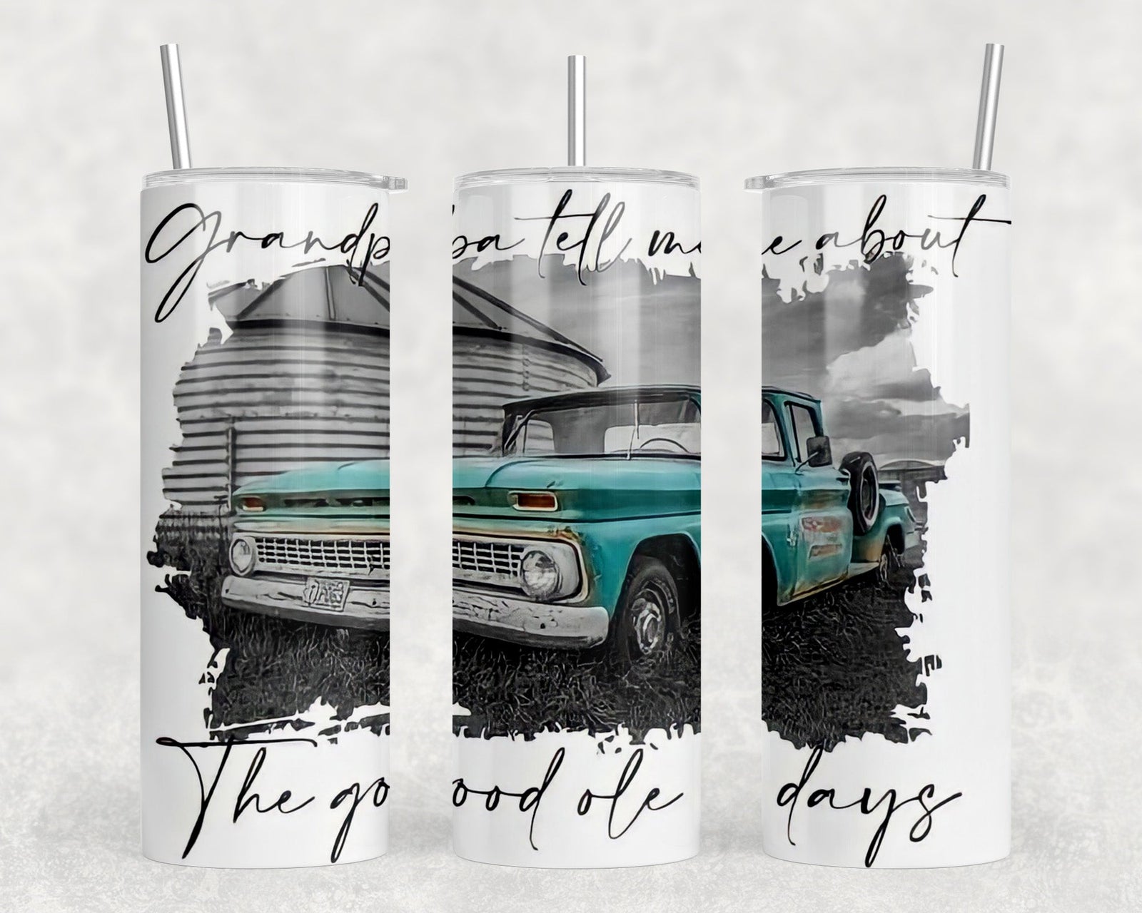 Grandpa Tell Me About The Good Ole Days|Skinny Tumbler|Optional Bluetooth Speaker| Speaker Color Varies by Rowdy Ridge Co