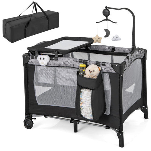 Load image into Gallery viewer, Multi-Functional Baby Playpen with Mattress and Removable Changing Table-Gray
