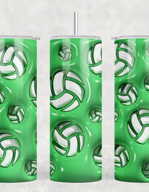 Load image into Gallery viewer, Green Volleyball|Skinny Tumbler|Optional Bluetooth Speaker| Speaker Color Varies by Rowdy Ridge Co
