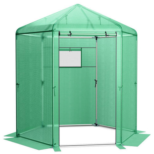 Load image into Gallery viewer, Walk-In Hexagonal Greenhouse with PE Cover and Metal Frame
