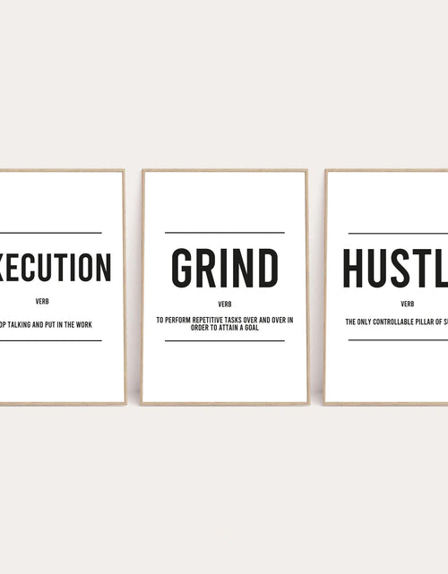 Load image into Gallery viewer, Grind Hustle Execution Inspirational Wall Decor Quote Print Set Of 3 by WinsterCreations™ Official Store

