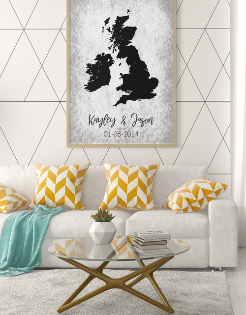Load image into Gallery viewer, Couples United Kingdom Map with Special Dates &amp; Heart Personalised 2022 Wall Decor Print with 10 New Styles by WinsterCreations™ Official Store
