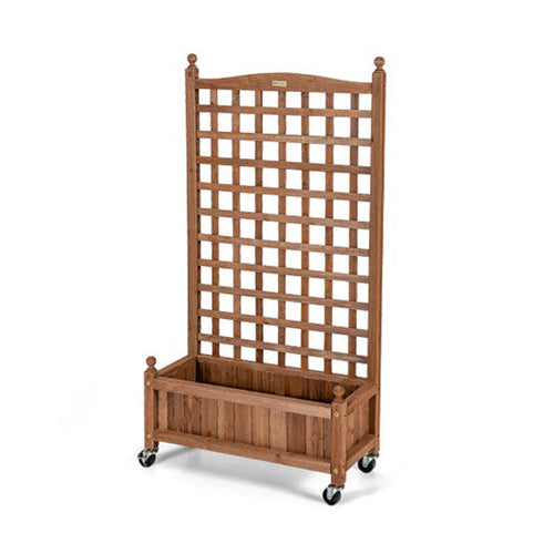 Load image into Gallery viewer, 50 Inch Wood Planter Box with Trellis Mobile Raised Bed for Climbing Plant
