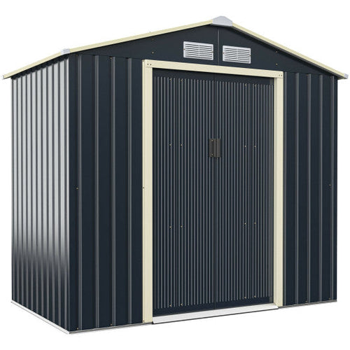 Load image into Gallery viewer, 7 Feet x 4 Feet Metal Storage Shed with Sliding Double Lockable Doors-Gray
