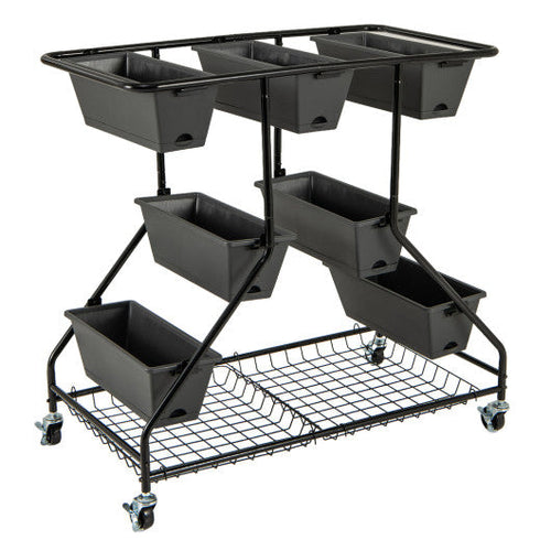 Load image into Gallery viewer, Vertical Raised Garden Bed with 7 Planter Boxes and Storage Baskets-Black
