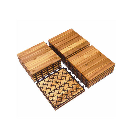 Load image into Gallery viewer, 27 Pieces Acacia Wood Interlocking Patio Deck Tile
