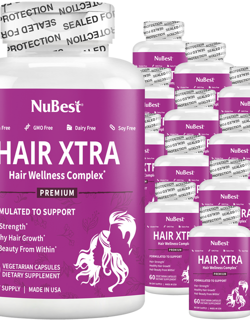 Load image into Gallery viewer, Hair Xtra, Premium Hair Growth Support for Men &amp; Women, 60 Vegan Capsules by NuBest Nutrition®
