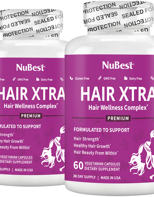 Load image into Gallery viewer, Hair Xtra, Premium Hair Growth Support for Men &amp; Women, 60 Vegan Capsules by NuBest Nutrition®
