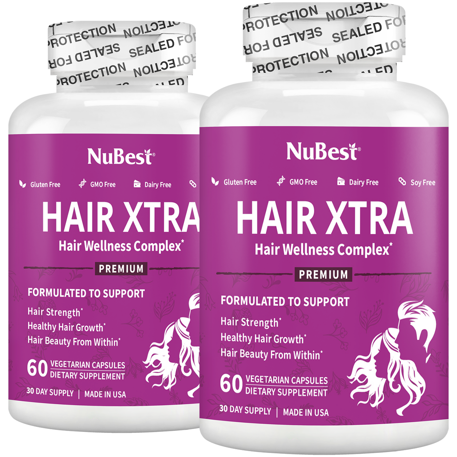 Hair Xtra, Premium Hair Growth Support for Men & Women, 60 Vegan Capsules by NuBest Nutrition®