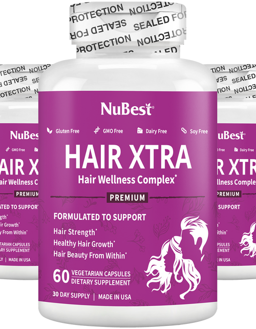 Load image into Gallery viewer, Hair Xtra, Premium Hair Growth Support for Men &amp; Women, 60 Vegan Capsules by NuBest Nutrition®

