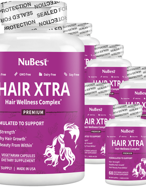 Load image into Gallery viewer, Hair Xtra, Premium Hair Growth Support for Men &amp; Women, 60 Vegan Capsules by NuBest Nutrition®
