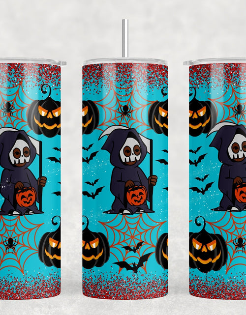 Load image into Gallery viewer, Halloween Grim Reaper|Skinny Tumbler|Optional Bluetooth Speaker| Speaker Color Varies by Rowdy Ridge Co
