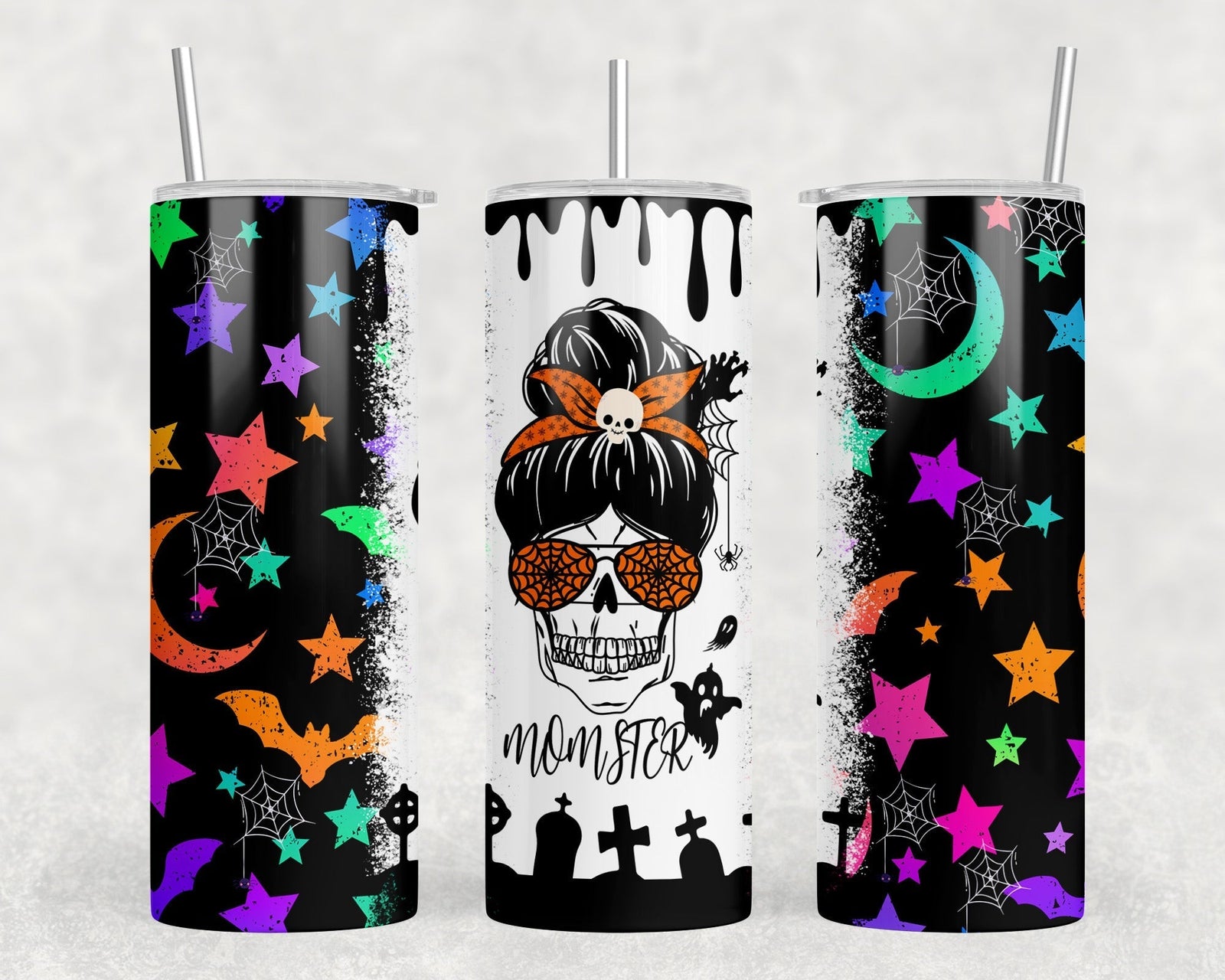Halloween Momster - 20 oz Steel Skinny Tumbler - Optional Blue Tooth Speaker - Speaker Color will Vary by Rowdy Ridge Co