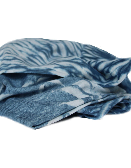 Load image into Gallery viewer, Indigo Dyed Hand Printed Cotton Fabric by OMSutra
