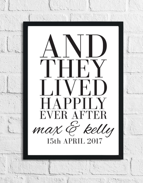 Load image into Gallery viewer, And They Lived Happily Ever After Custom Names &amp; Date Print Home Wall Decor Print by WinsterCreations™ Official Store

